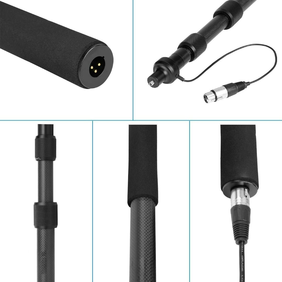 Boya BY -PB25 BOOMPOLE الألياف الكربونية مع XLR الداخلية Boya BY -PB25 BOOMPOLE الألياف الكربونية مع XLR الداخلية