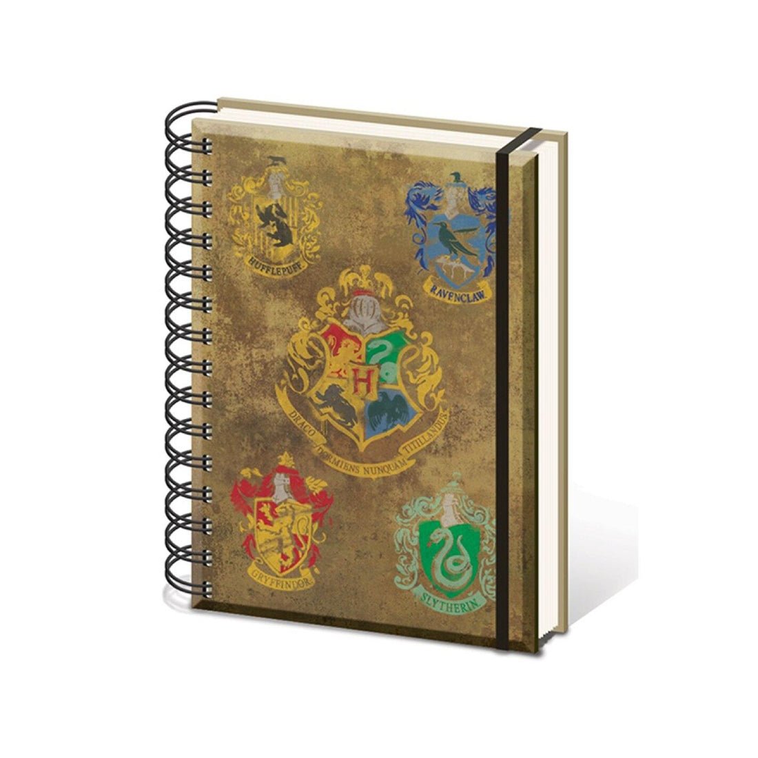 Harry Potter - Hogwarts Crest & Four Houses A5 Wiro Notebook - دفتر - Store 974 | ستور ٩٧٤