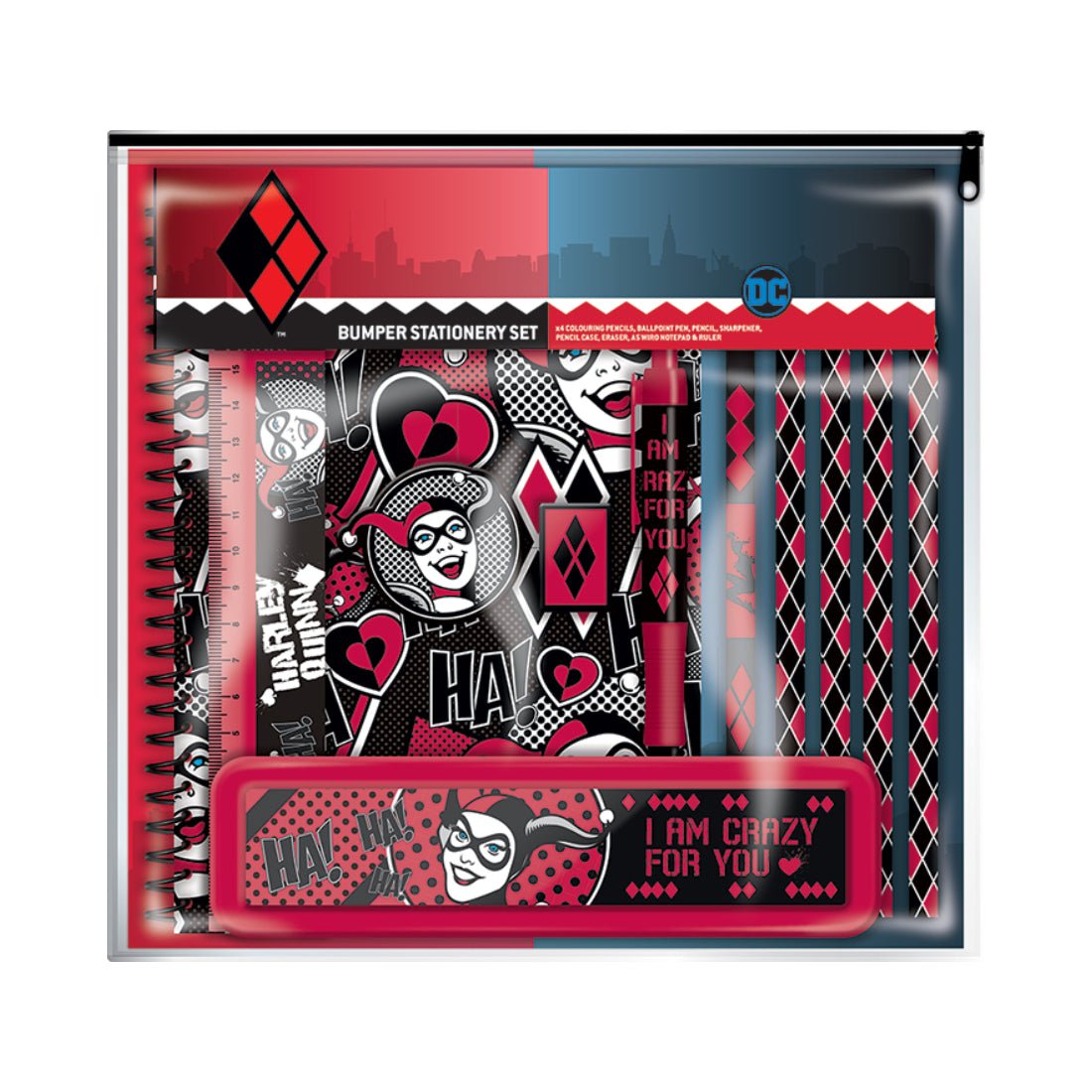 Harley Quinn - I Am Crazy For You Retro Bumper Stationery Set - أدوات مدرسية - Store 974 | ستور ٩٧٤