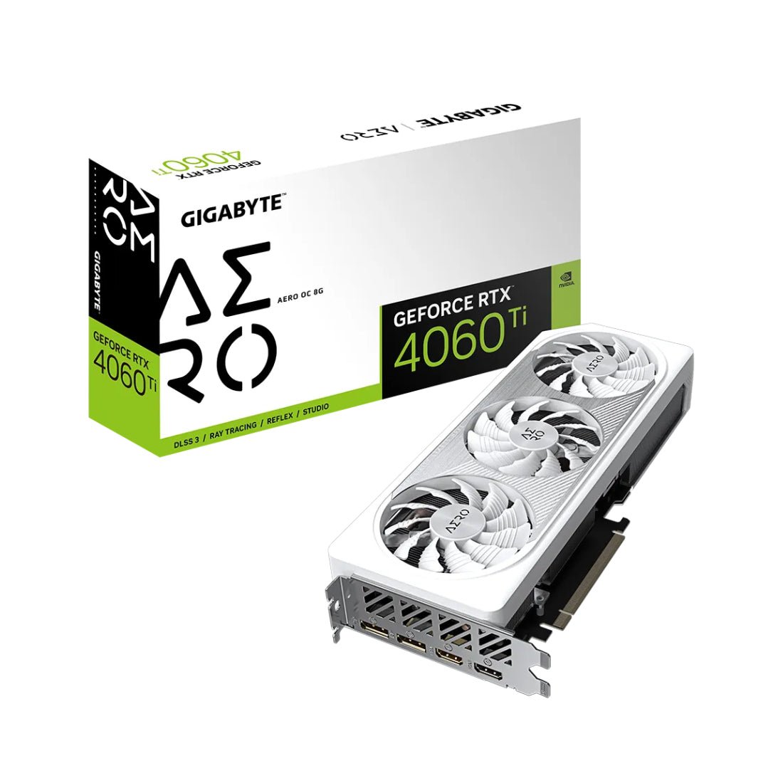 Gigabyte Aorus GeForce RTX 4060 Ti Aero OC 8G GDDR6 Graphics Card - White - كرت الشاشة - Store 974 | ستور ٩٧٤