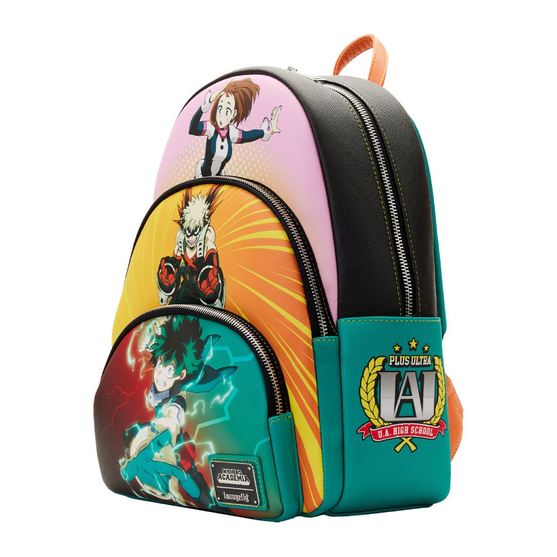 Loungefly! Leather: My Hero Academia Triple Pocket Scene Mini Backpack - حقيبة - Store 974 | ستور ٩٧٤