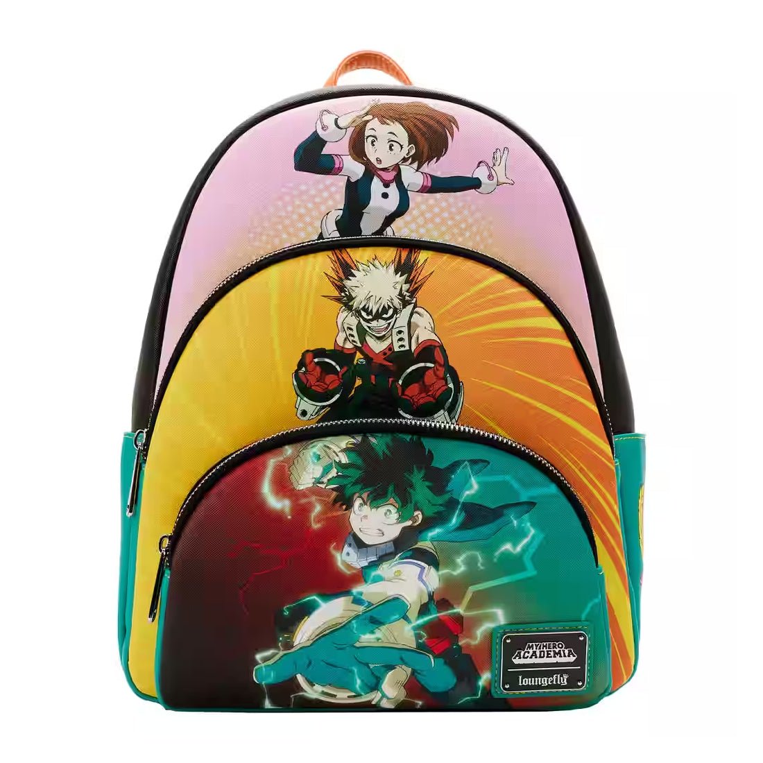 Loungefly! Leather: My Hero Academia Triple Pocket Scene Mini Backpack - حقيبة - Store 974 | ستور ٩٧٤