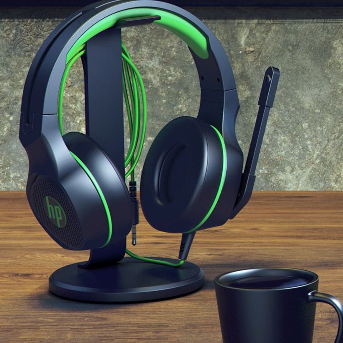 HP Pavilion 400 Wired Gaming Headphones - Black & Green - سماعة - Store 974 | ستور ٩٧٤