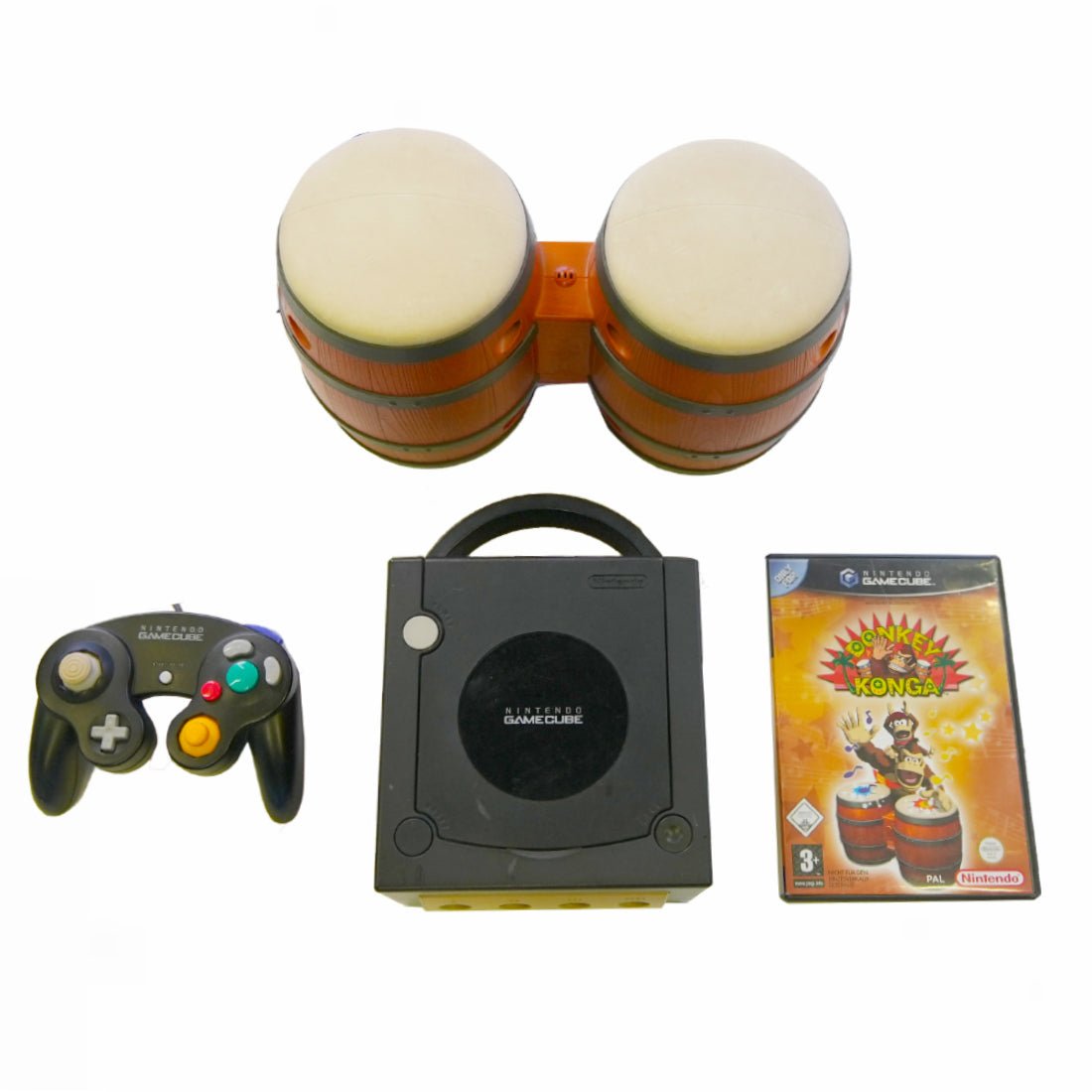 (Pre-Owned) Nintendo Game Cube Console w/ DK Bongos & Donkey Konga Gam ...