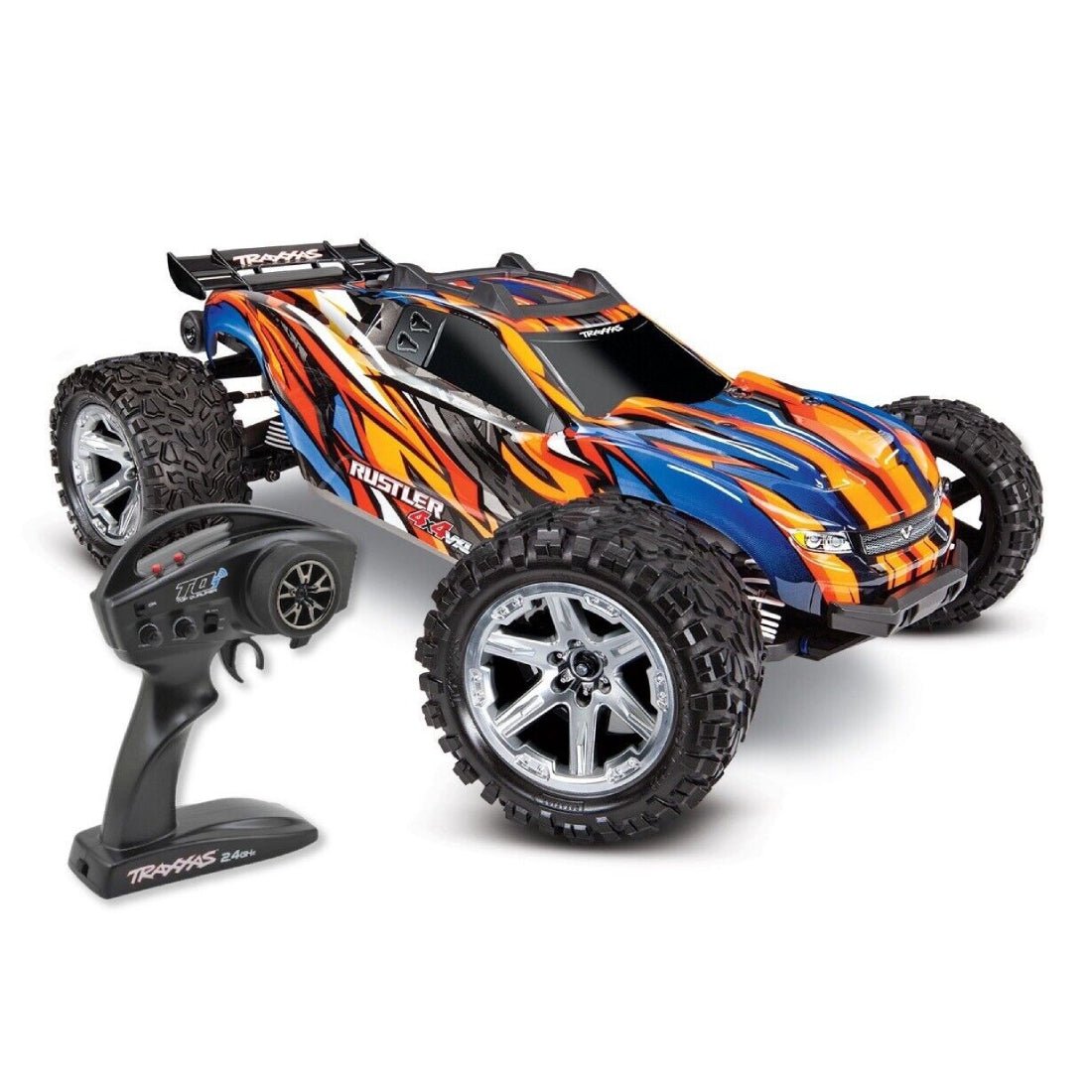 Traxxas Rustler 4x4 VXL Brushless Stadium Truck - Blue & Orange - لعبة - Store 974 | ستور ٩٧٤
