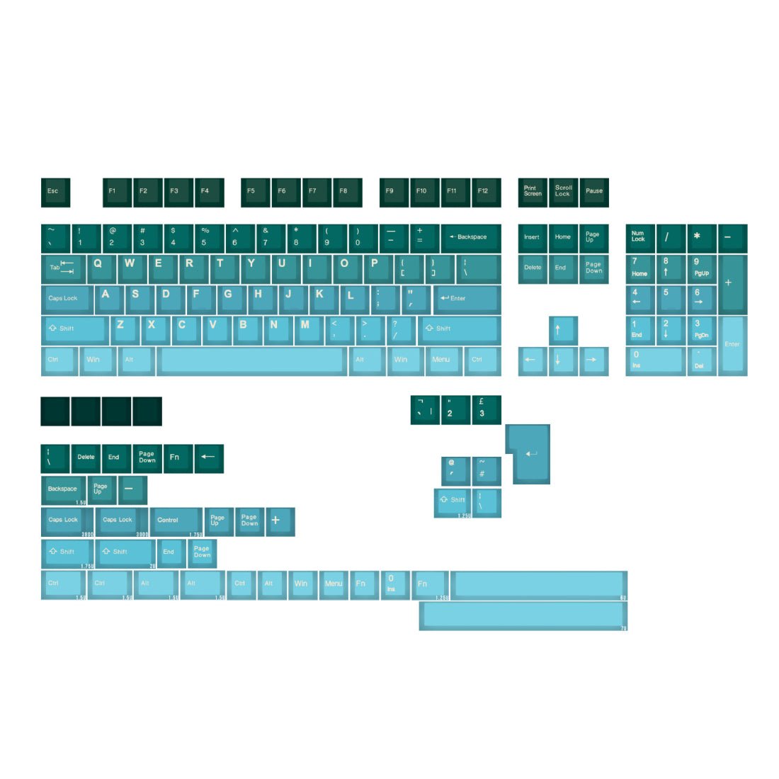 Tai-Hao ABS 117 Keys Cubic Profile Keycaps - Pine Green Gradient - مفاتيح - Store 974 | ستور ٩٧٤