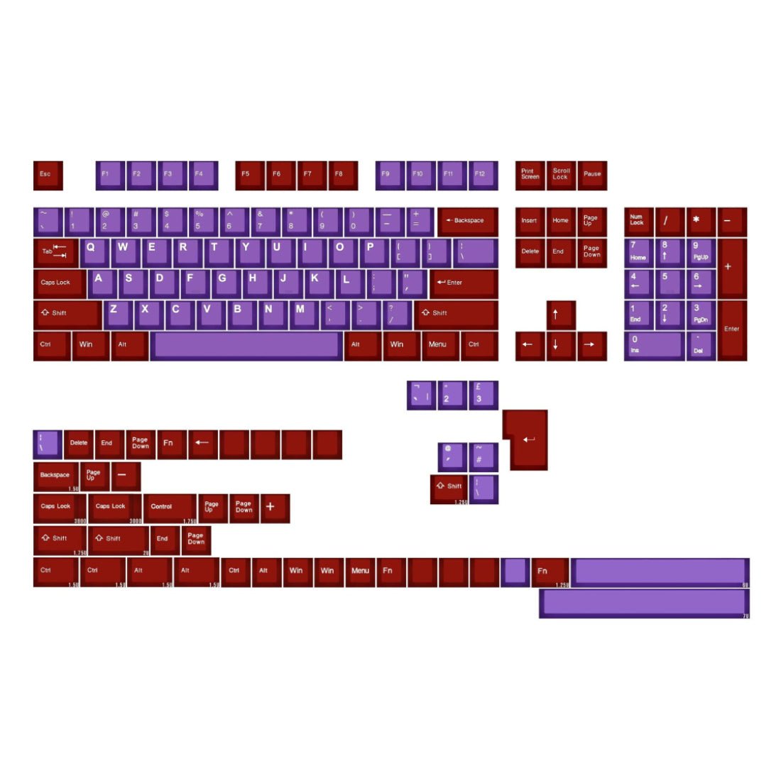 Tai-Hao ABS 152 Keys Cubic Profile Translucent Backlit Keycaps - Atomic Purple - مفاتيح - Store 974 | ستور ٩٧٤