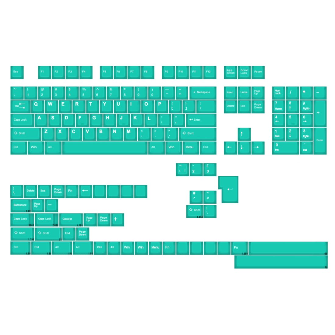 Tai-Hao ABS 152 Keys Cubic Profile Translucent Backlit Keycaps - Jelly Jade - مفاتيح - Store 974 | ستور ٩٧٤