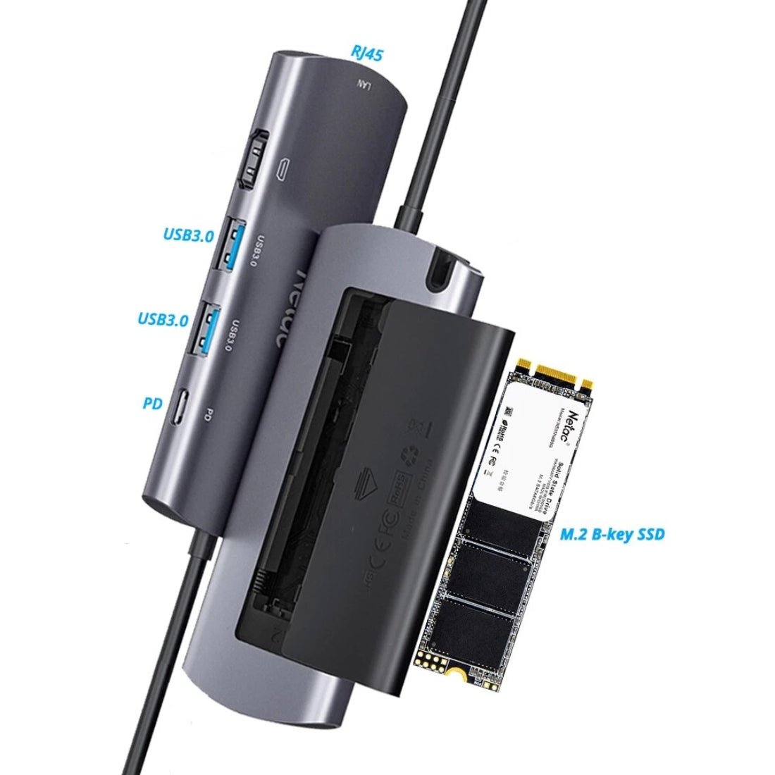 Netac WH41 M.2 External SSD Enclosure 6 in 1 Adapter - محول - Store 974 | ستور ٩٧٤