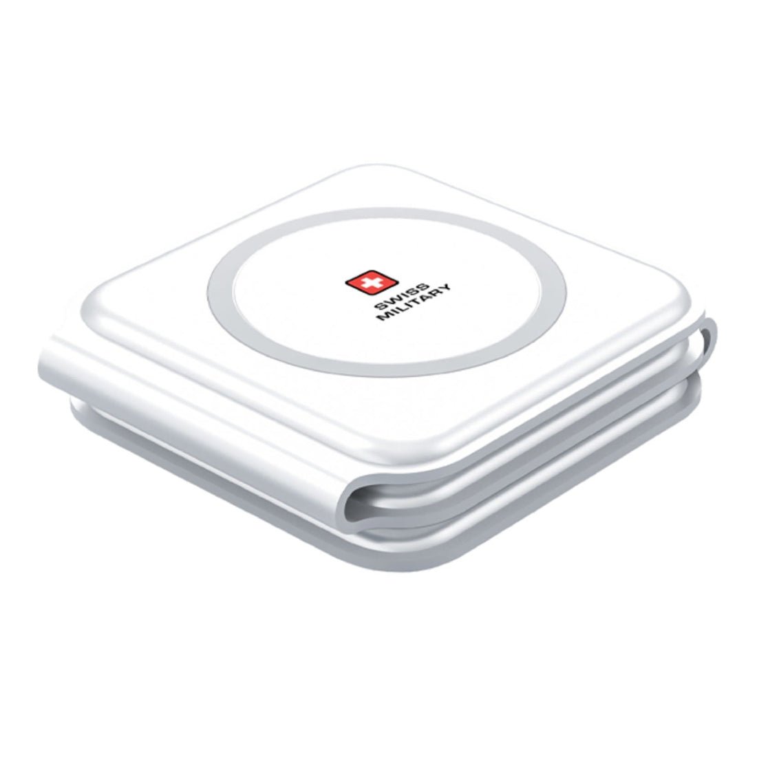 Swiss Military MagSafe Power Power Portable 3 في 1 Wireless Charger - White - Swiss Military MagSafe Power Power Portable 3 في 1 Wireless Charger - White -