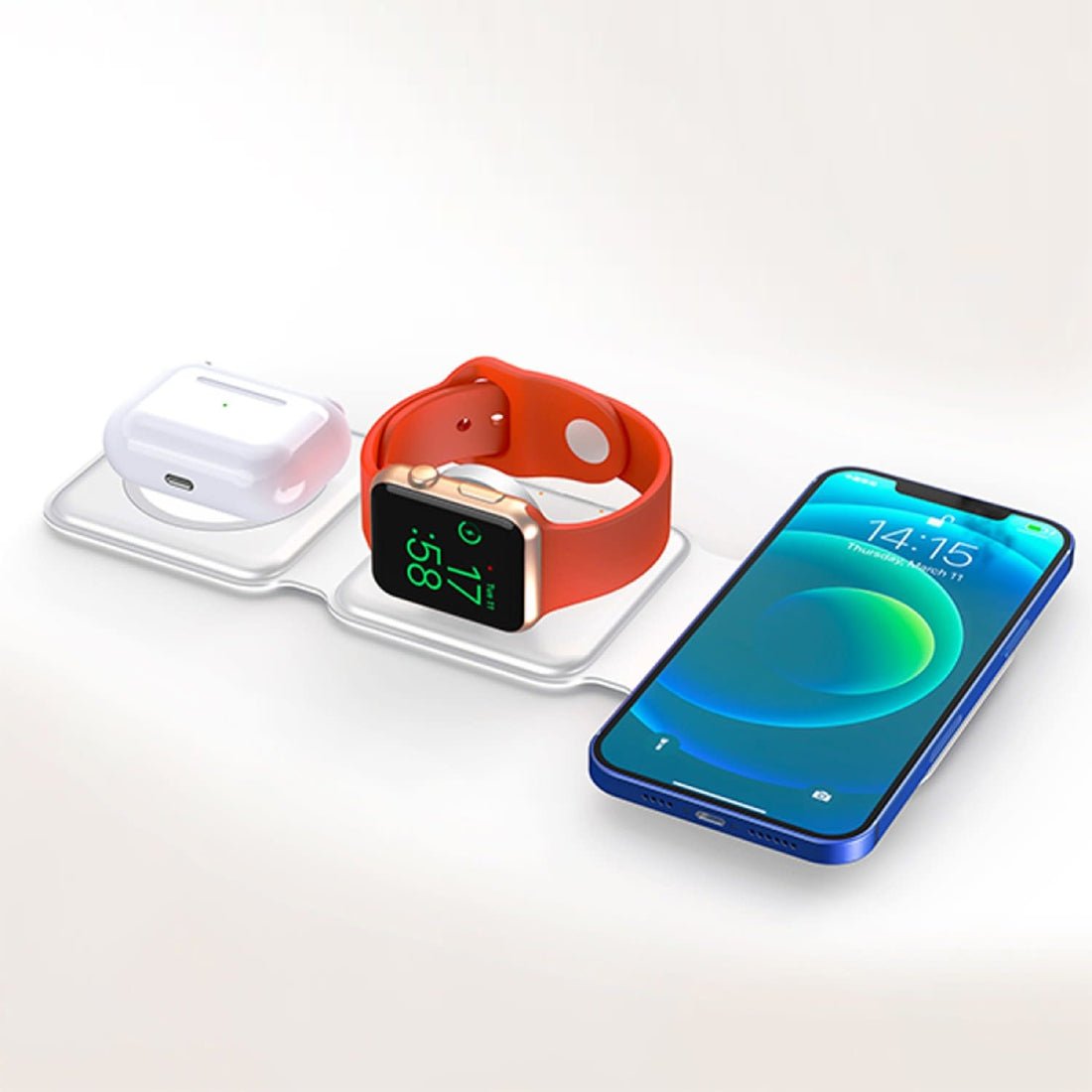 Swiss Military MagSafe Power Power Portable 3 في 1 Wireless Charger - White - Swiss Military MagSafe Power Power Portable 3 في 1 Wireless Charger - White -