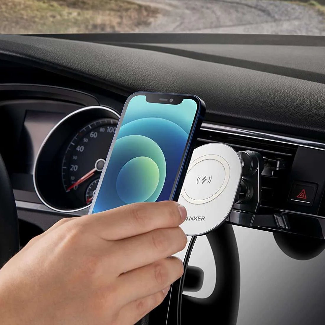 Anker Power Wave Magsafe Magnetic Car Charging Mount - شاحن - Store 974 | ستور ٩٧٤