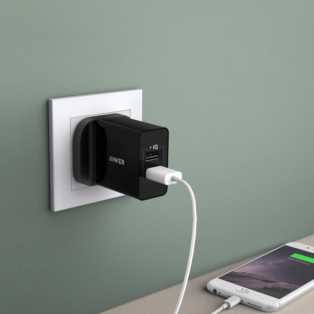 Anker 24W 2 -Port USB Adapter - Black - شaحn Anker 24W 2 -Port USB Adapter - Black - شaحn