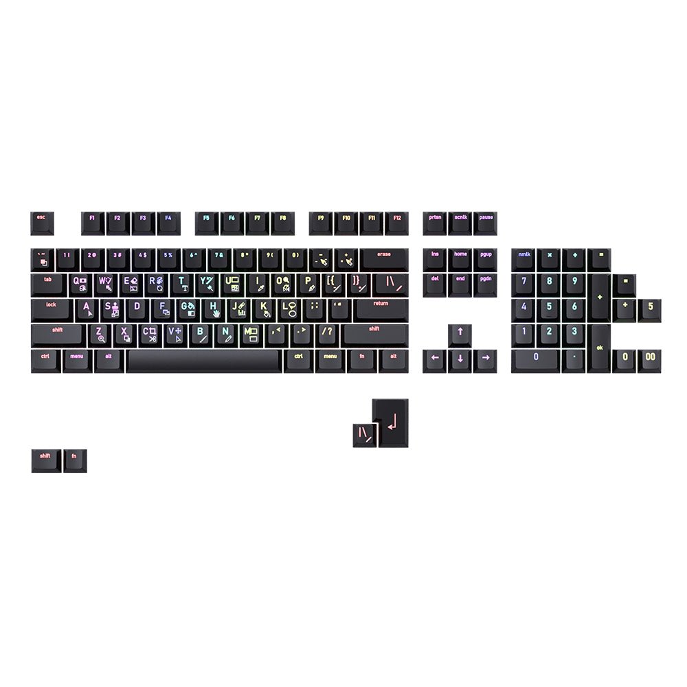 CableMod Premium ABS Laser Keycap Set - CM Creative PS/Ai (Black, OEM Profile, ANSI, ISO, 113 Keys) - أكسسوار لوحة مفاتيح - Store 974 | ستور ٩٧٤
