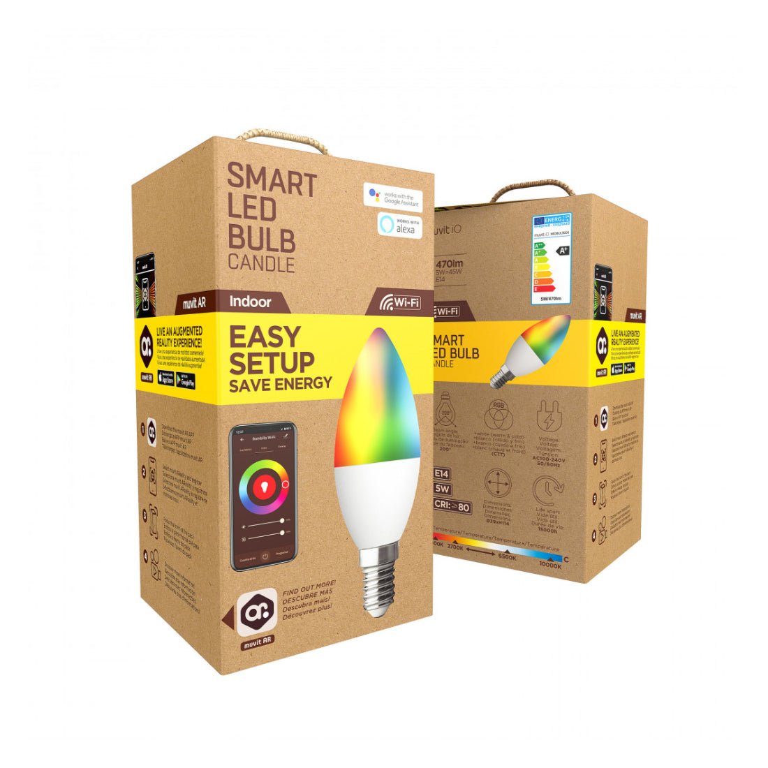 Muvit iO Smart E14/5W/470lm RGB+White Candle Bulb - إضاءة - Store 974 | ستور ٩٧٤