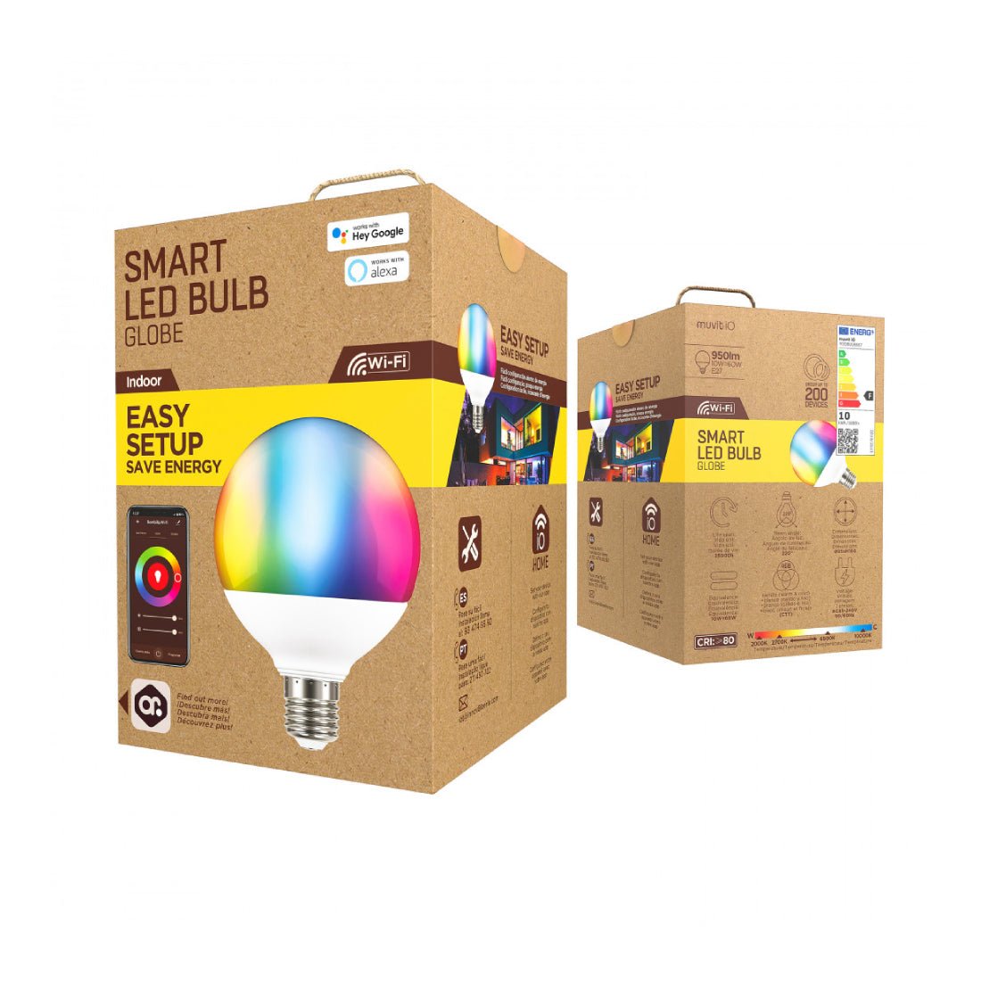 Muvit iO Smart E27/10W/950lm RGB+White Globe Bulb - إضاءة Muvit iO Smart E27/10W/950lm RGB+White Globe Bulb - إضاءة