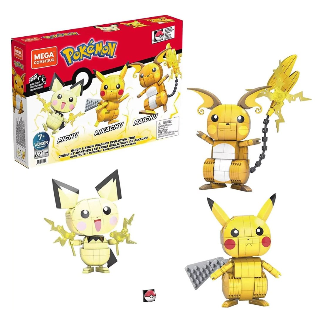 Mega Pokémon Build & Show Pikachu Evolution Trio Building Set - 621pc - بوكيمون Mega Pokémon Build & Show Pikachu Evolution Trio Building Set - 621pc - بوكيمون