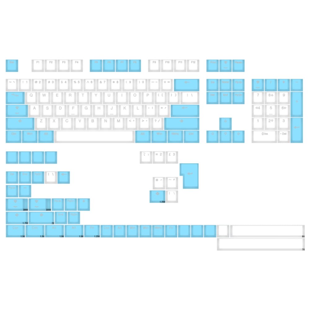 Tai-Hao ABS 152 Keys Cubic Profile Translucent Backlit Keycaps - Nata De Coco - Blue/White - مفاتيح - Store 974 | ستور ٩٧٤