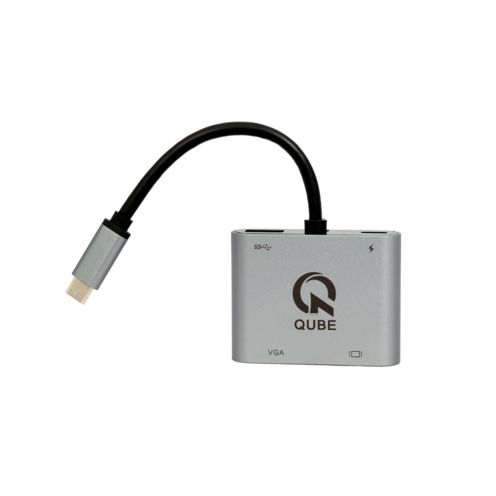Qube AD 4in1 USB-C Hub N22001 - Gray - محول - Store 974 | ستور ٩٧٤
