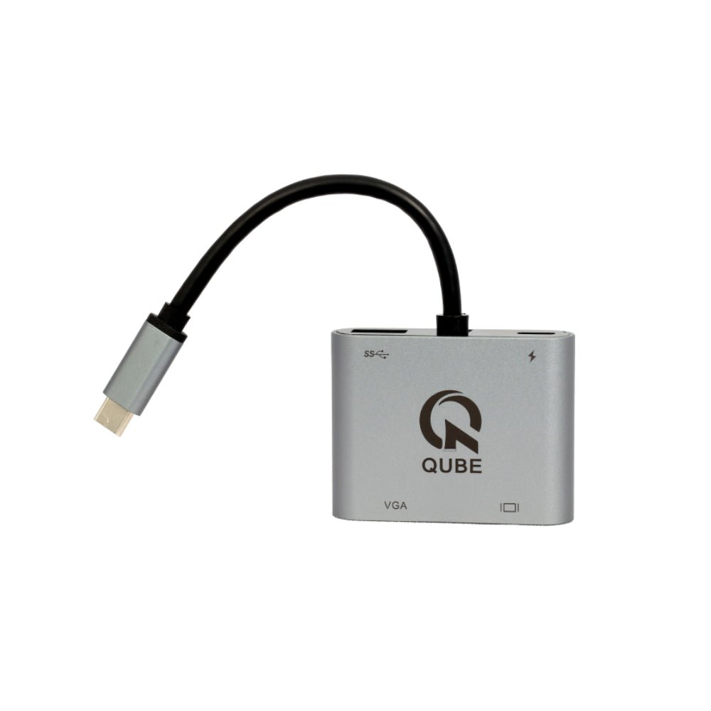 Qube AD 4in1 USB-C Hub N22001 - Gray - محول