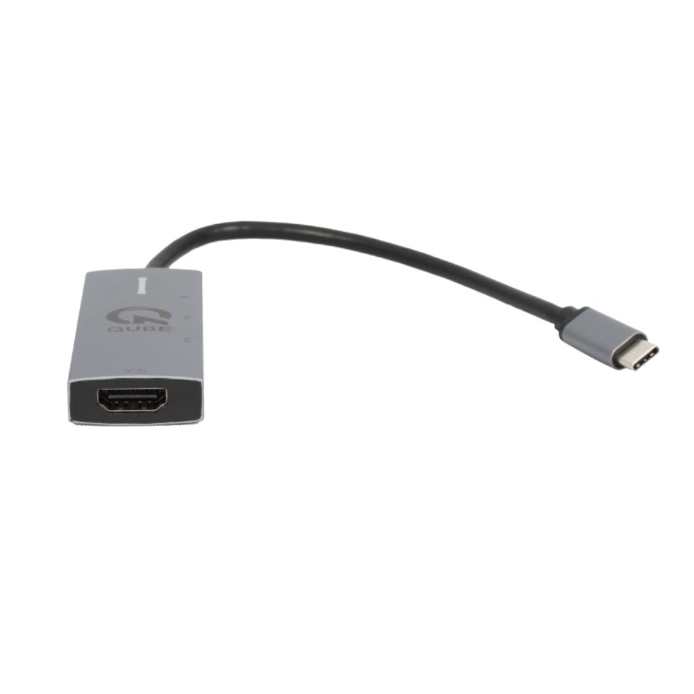 Qube HDMI To Type C Adapter - Gray - محول Qube HDMI To Type C Adapter - Gray - محول