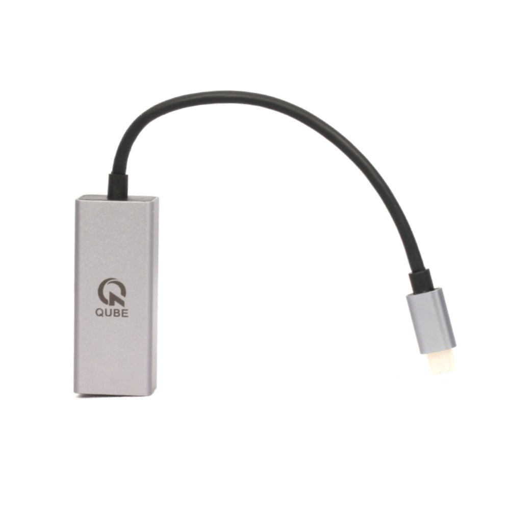 Qube Ad USB-C to RJ45 1000M Adapter N22005 - Gray - محول - Store 974 | ستور ٩٧٤