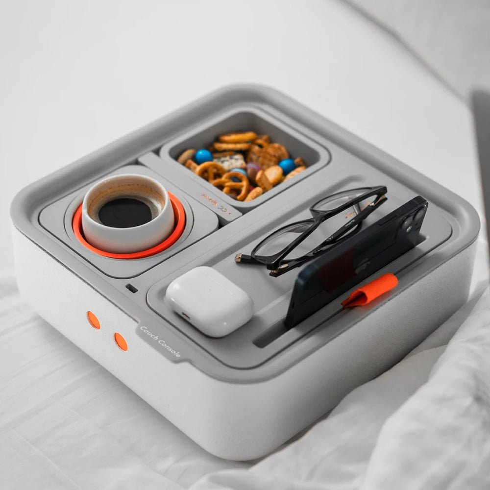 CouchConsole Cup Holder w/ Phone Stand Tray - Light Orange - صينية CouchConsole Cup Holder w/ Phone Stand Tray - Light Orange - صينية