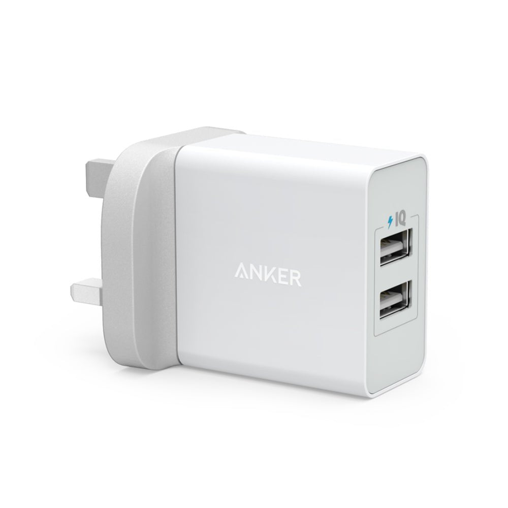Anker 24w 2-Port USB Charging Adaptor - White - شاحن - Store 974 | ستور ٩٧٤