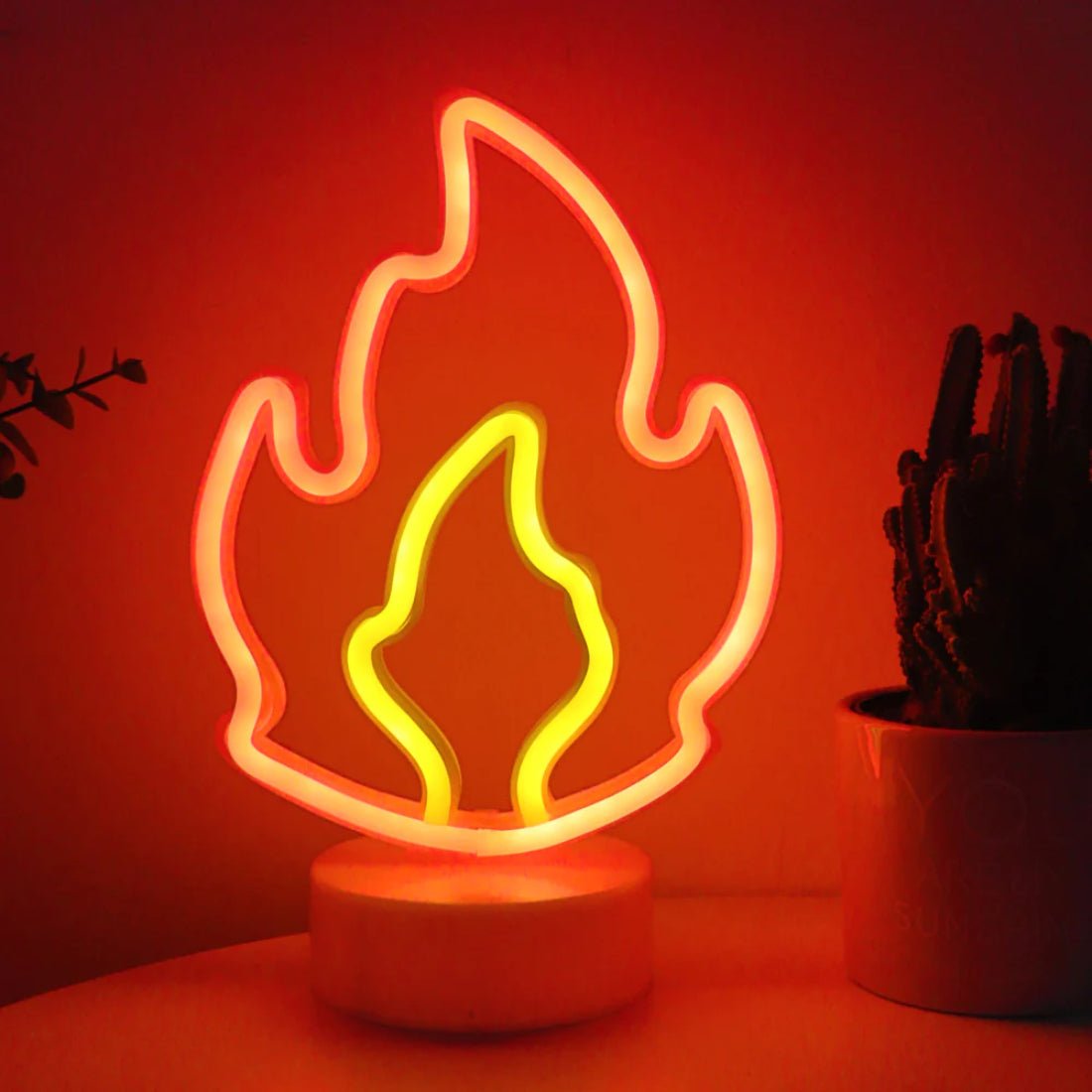 Led Neon Fire Shape - Red & Yellow - إضاءة - Store 974 | ستور ٩٧٤