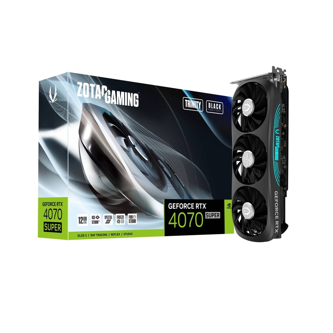 Zotac Gaming GeForce RTX 4070 SUPER Trinity 12GB GDDR6X Graphics Card - Black Edition - كرت الشاشة - Store 974 | ستور ٩٧٤