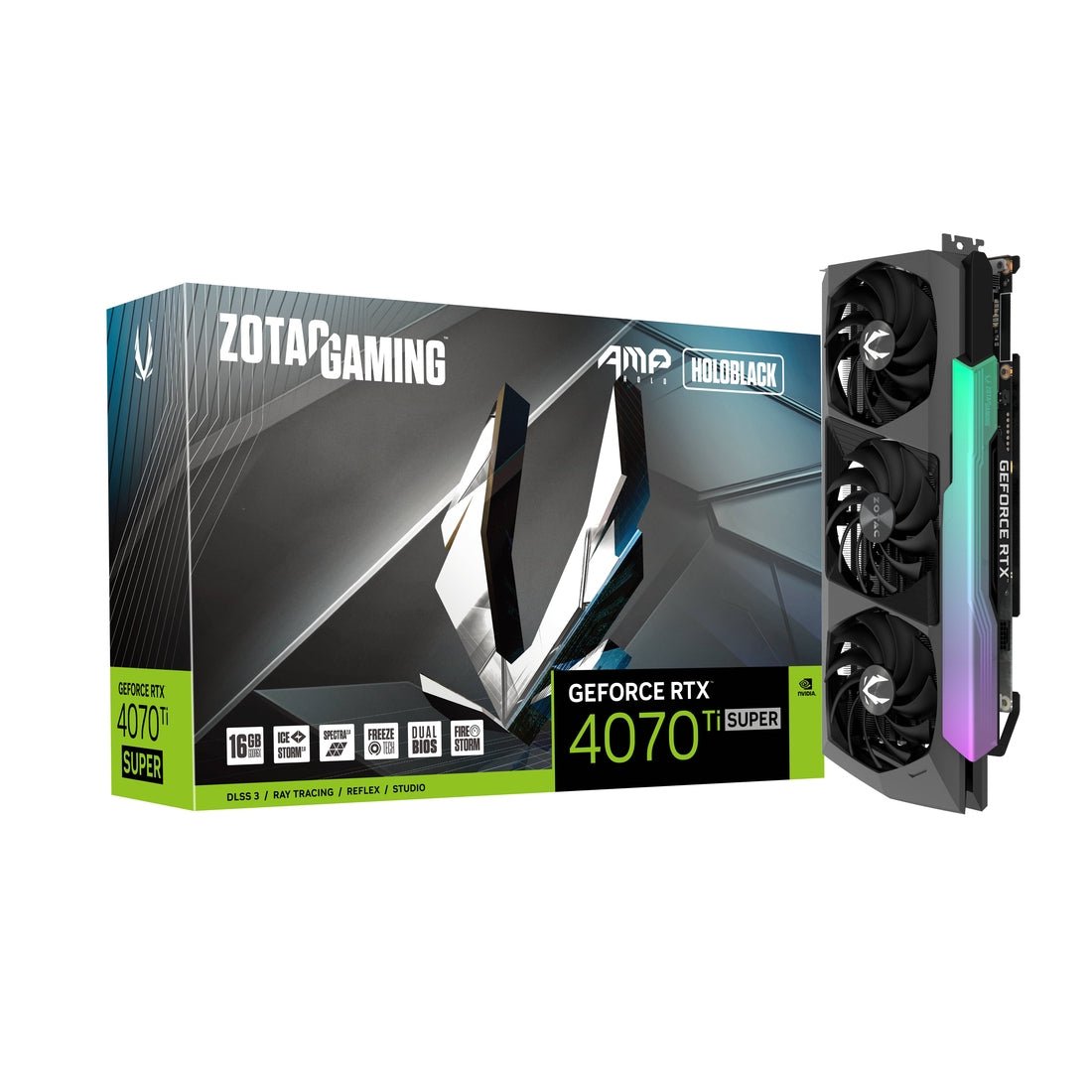 Zotac Gaming GeForce RTX 4070 Ti SUPER AMP HOLO 16GB GDDR6X Graphics Card - Black - كرت الشاشة - Store 974 | ستور ٩٧٤