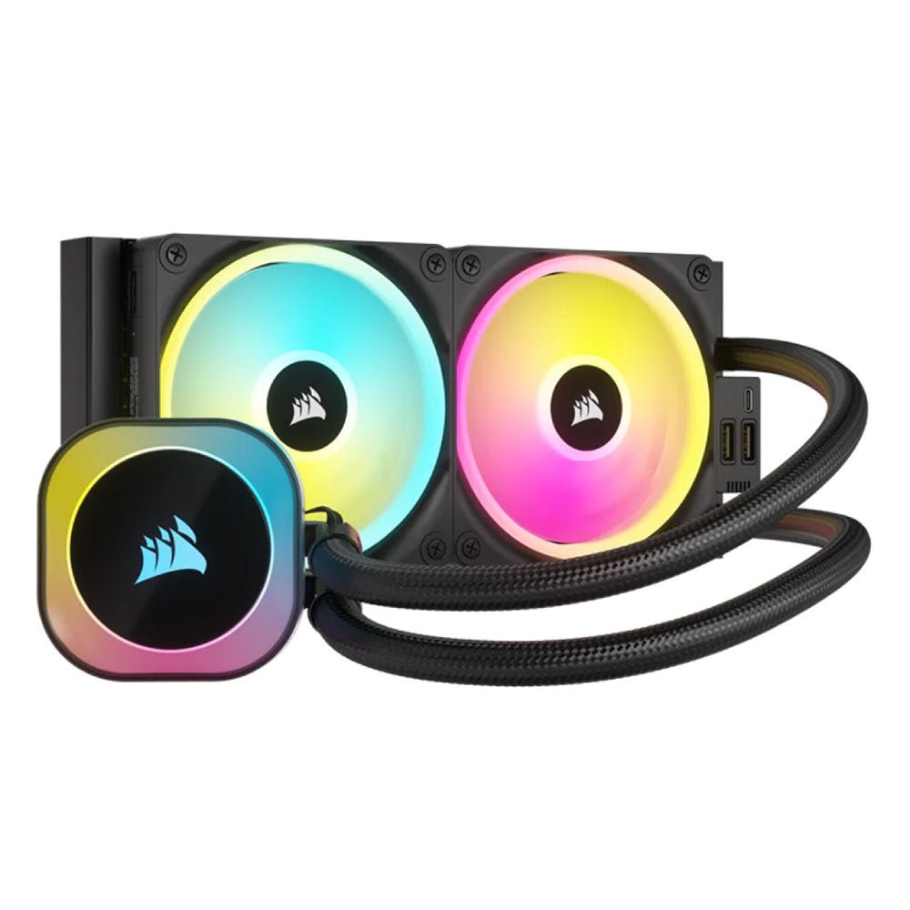 Corsair Icue Link H100i RGB 240mm AIO CPU CPU CONDER - أسود - ميرد Corsair Icue Link H100i RGB 240mm AIO CPU CPU CONDER - أسود - ميرد