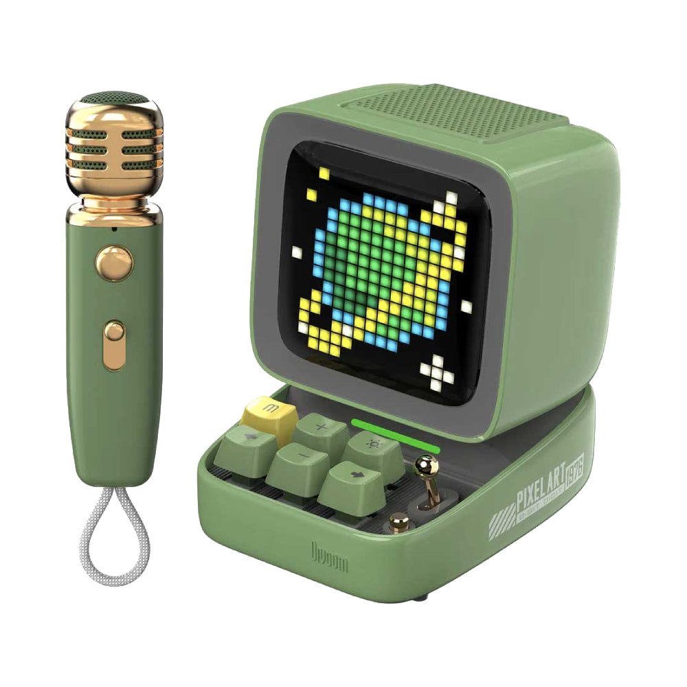 Divoom Ditoo-Mic Retro Pixel Art Mini Bluetooth Speaker w/ Karaoke Microphone - Green - مكبر صوت - Store 974 | ستور ٩٧٤