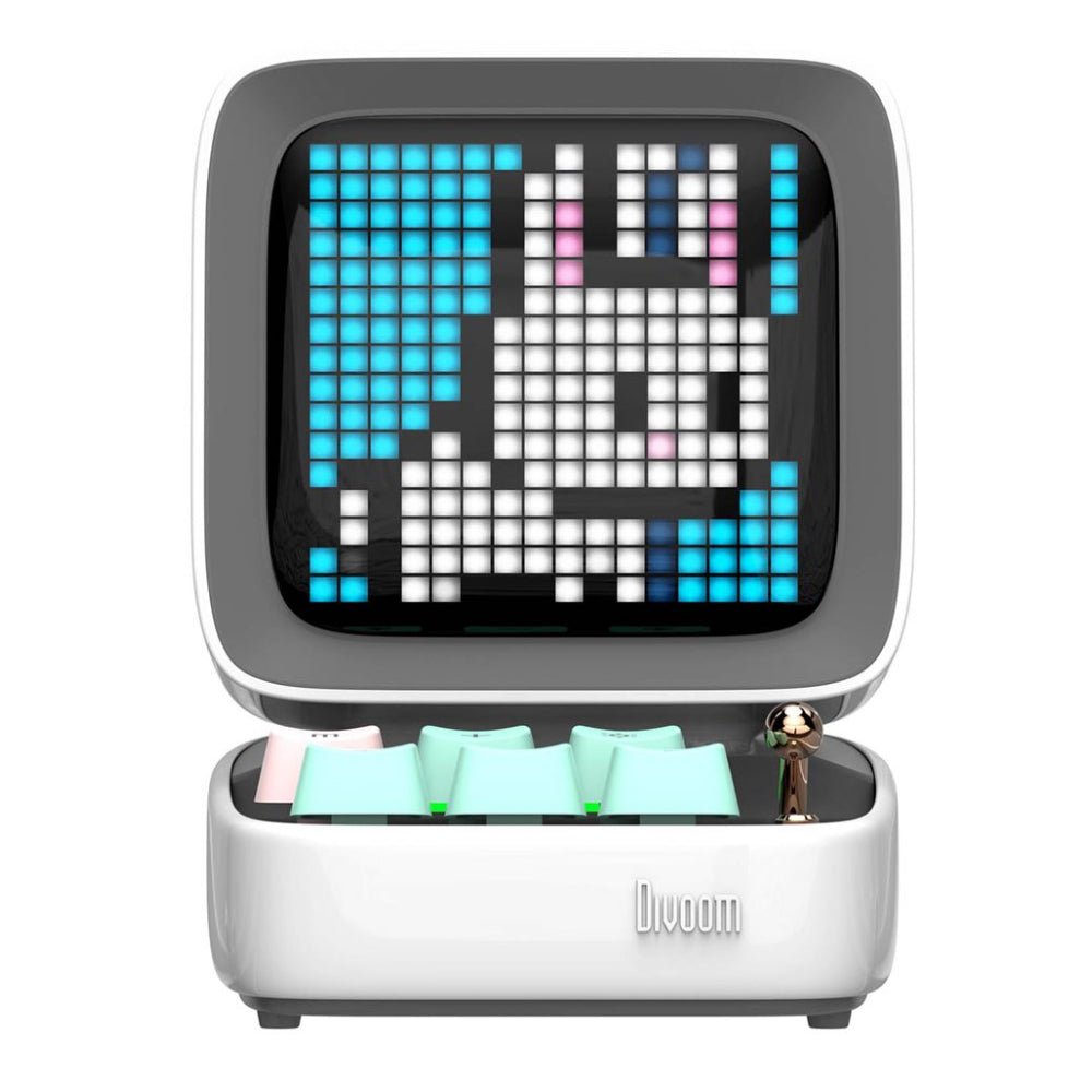 Divoom Ditoo-Mic Retro Pixel Art Mini Bluetooth Speaker - White - مكبر صوت - Store 974 | ستور ٩٧٤