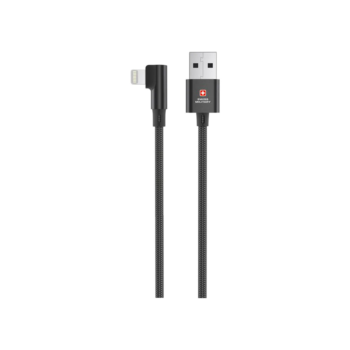 Swiss Military USB to Lightning 2M Braided Cable - Black - كابل شحن - Store 974 | ستور ٩٧٤