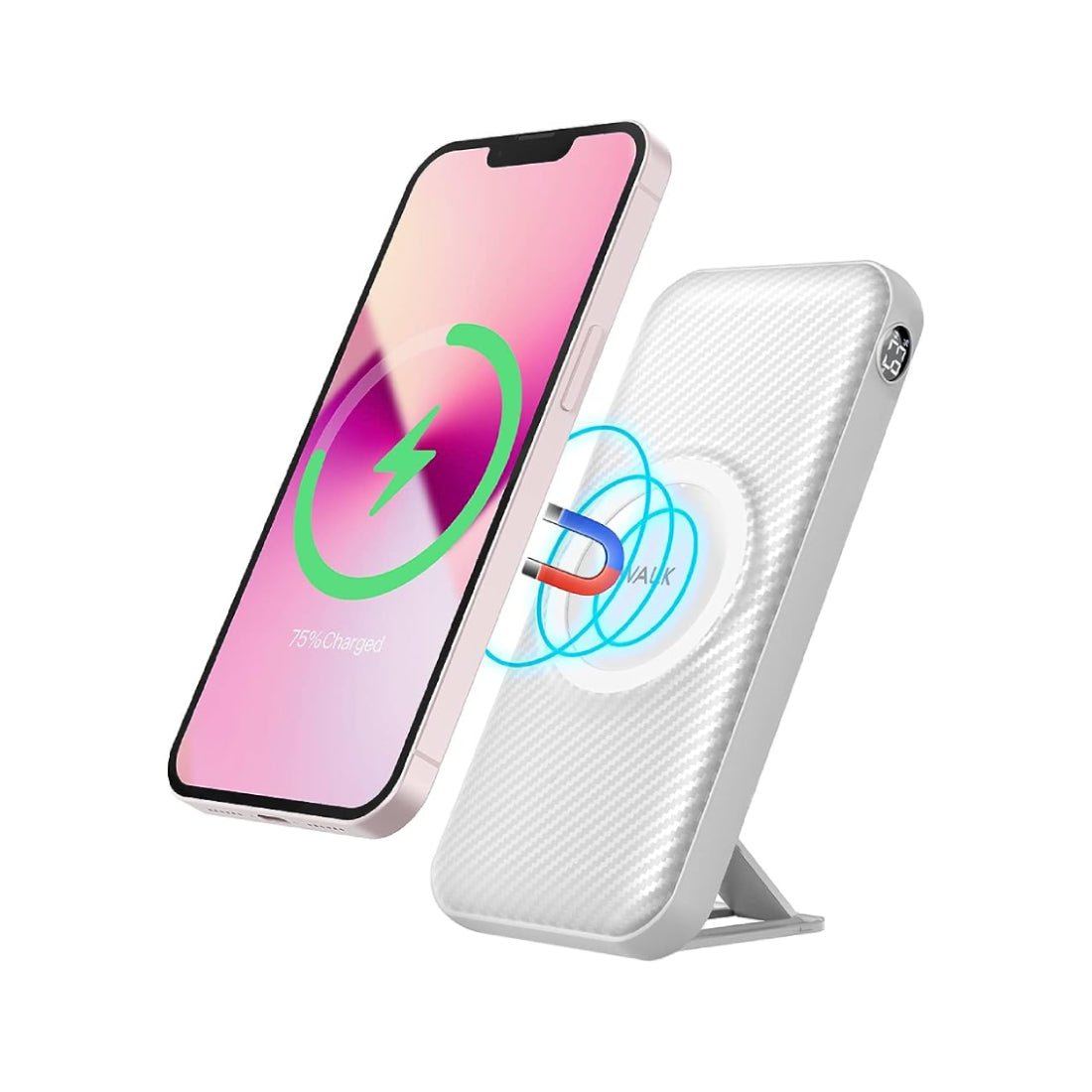 iWalk Magnetic Wireless Portable Charger Power Bank, 20000mAh with 7.5W Wireless Charging and 20W USB C Power Delivery Battery Pack - White - مزود طاقة - Store 974 | ستور ٩٧٤