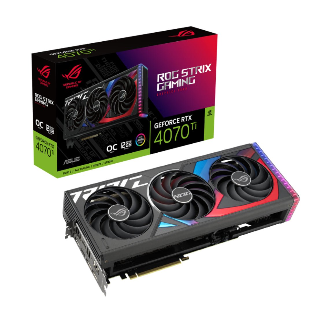 Asus ROG Strix GeForce RTX 4070 Ti OC 12GB GDDR6X Graphics Card - Black - كرت الشاشة Asus ROG Strix GeForce RTX 4070 Ti OC 12GB GDDR6X Graphics Card - Black - كرت الشاشة