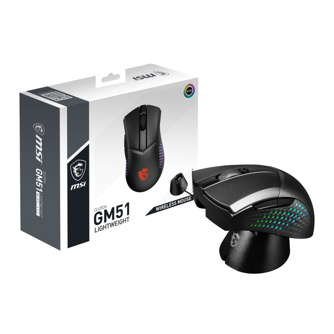 MSI Clutch GM51 Lightweight Wireless RGB Gaming Mouse - Black - فأرة - Store 974 | ستور ٩٧٤