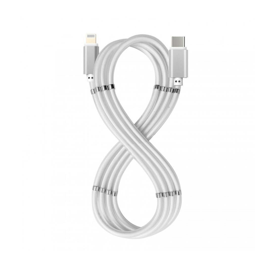 Celly USB -C إلى Lightning 1M Magnetic Cable 60W - White - كabl