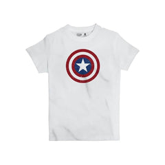 Jobedu Marvel Captain America Shield Logo T-Shirt - White - تي-شيرت