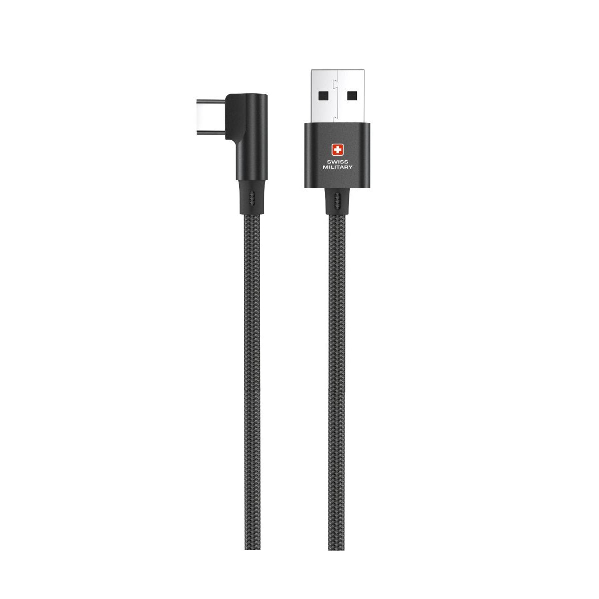 Swiss Military USB to Type-C 2M Braided Cable - Black - كابل شحن - Store 974 | ستور ٩٧٤