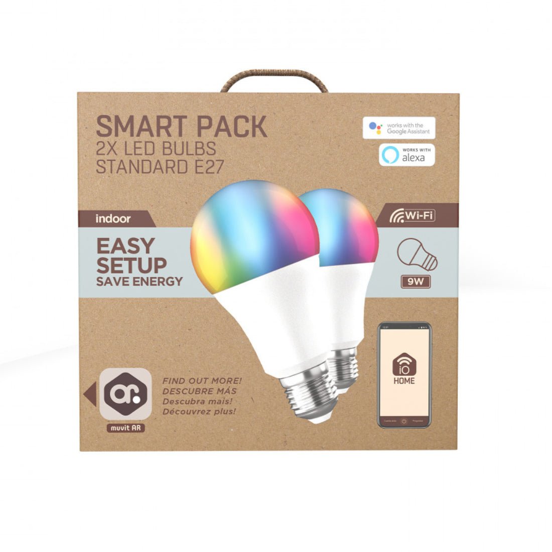 Muvit iO A60, E27 800lm, 9W, RGB+CCT Bulbs - Pack of 2 - إضاءة - Store 974 | ستور ٩٧٤