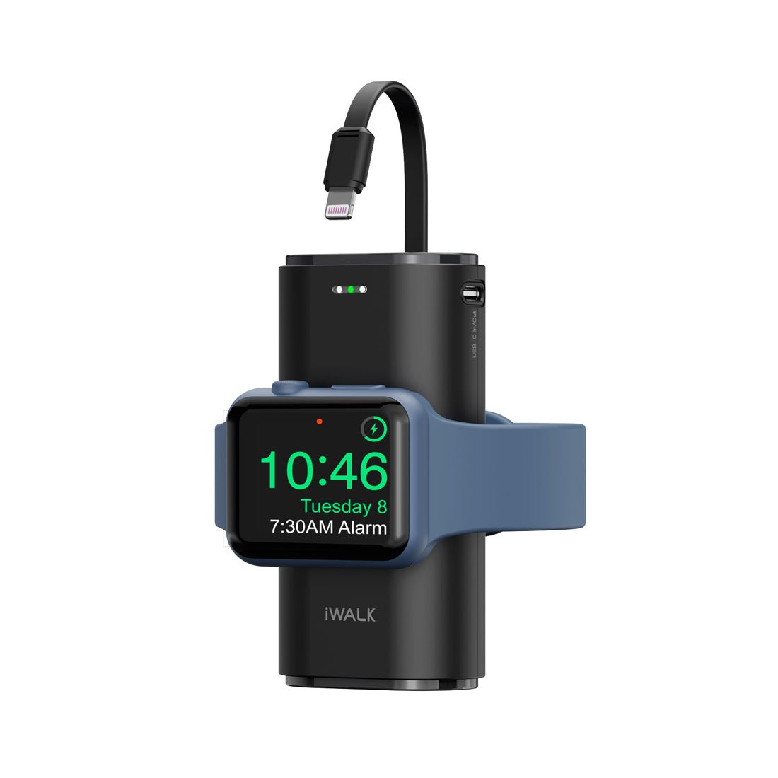 iWalk 9000mAh Ultra-Compact Power Bank with Built-in Lightning Cable and Magnetic Apple Watch DC - Black - مزود طاقة - Store 974 | ستور ٩٧٤