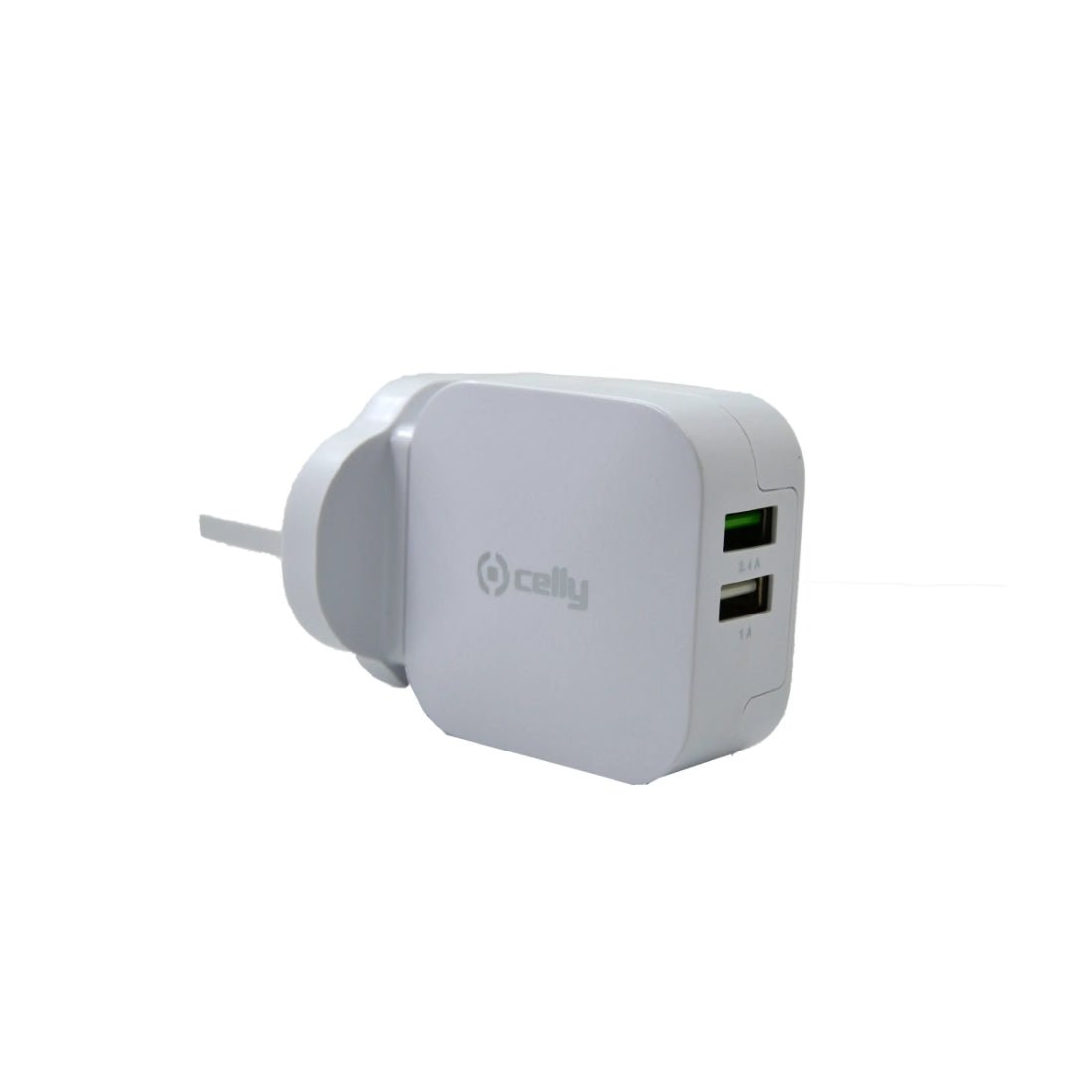Celly Travel Turbo Charger with 2 USB 3.4 Ports - White - شاحن - Store 974 | ستور ٩٧٤
