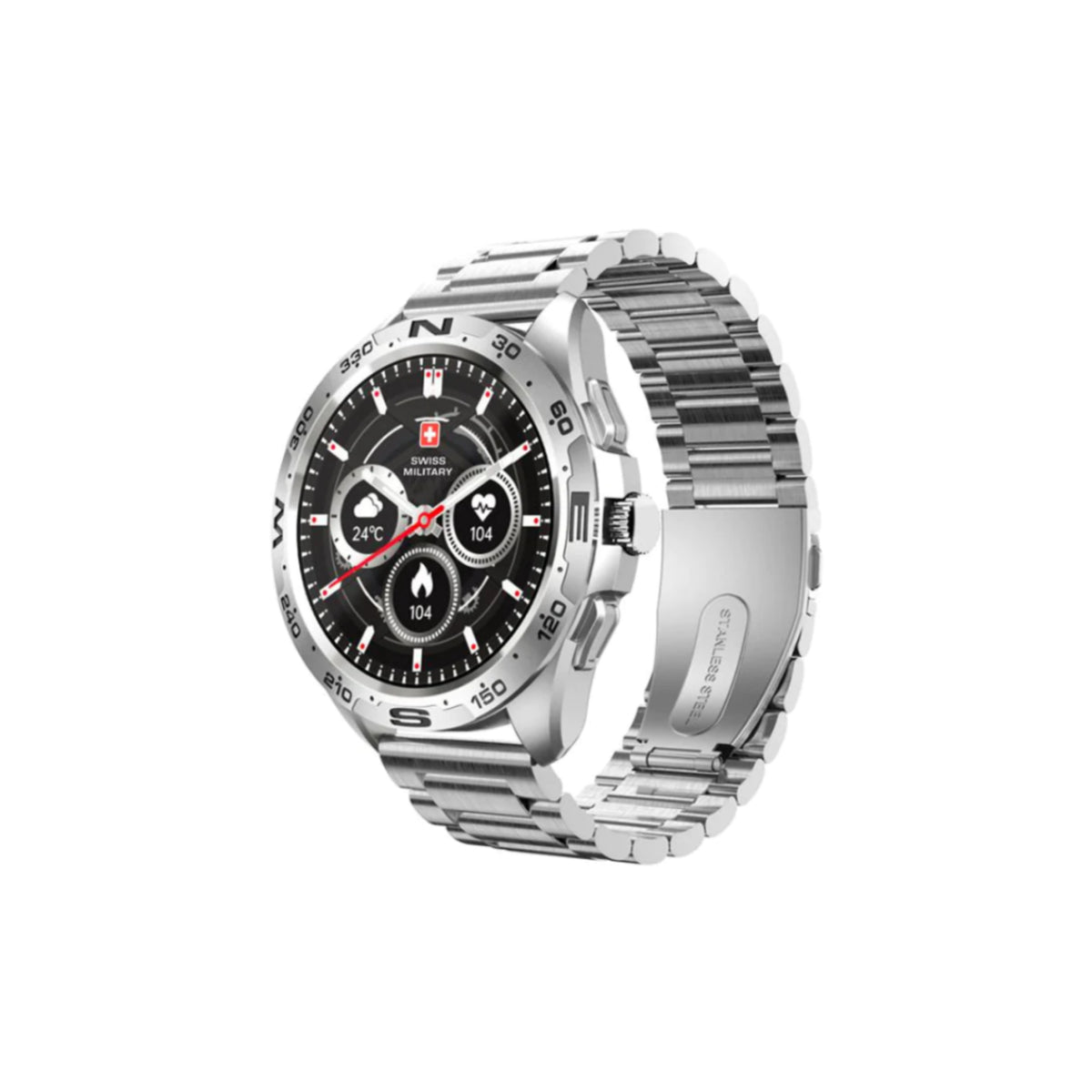 Swiss Military Dom Smart Watch Metal Strap - Silver - ساعة ذكية - Store 974 | ستور ٩٧٤