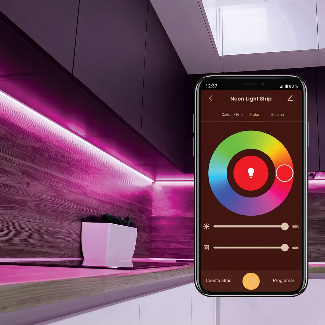 Muvit iO WiFi Neon RGB LED Strip - 5m - إضاءة Muvit iO WiFi Neon RGB LED Strip - 5m - إضاءة