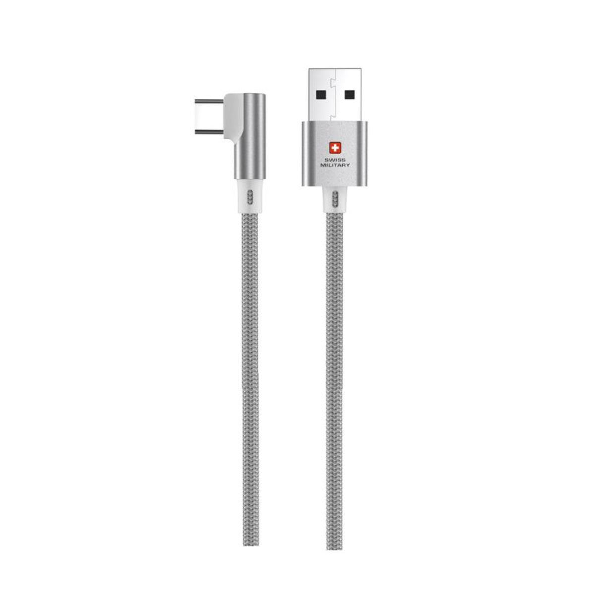 Swiss Military USB to Type-C 2M Braided Cable - White - كابل شحن - Store 974 | ستور ٩٧٤