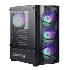 Montech X1 Compact ATX Mid Tower Mesh Case w/ 120MM RGB Fan- Black - صندوق