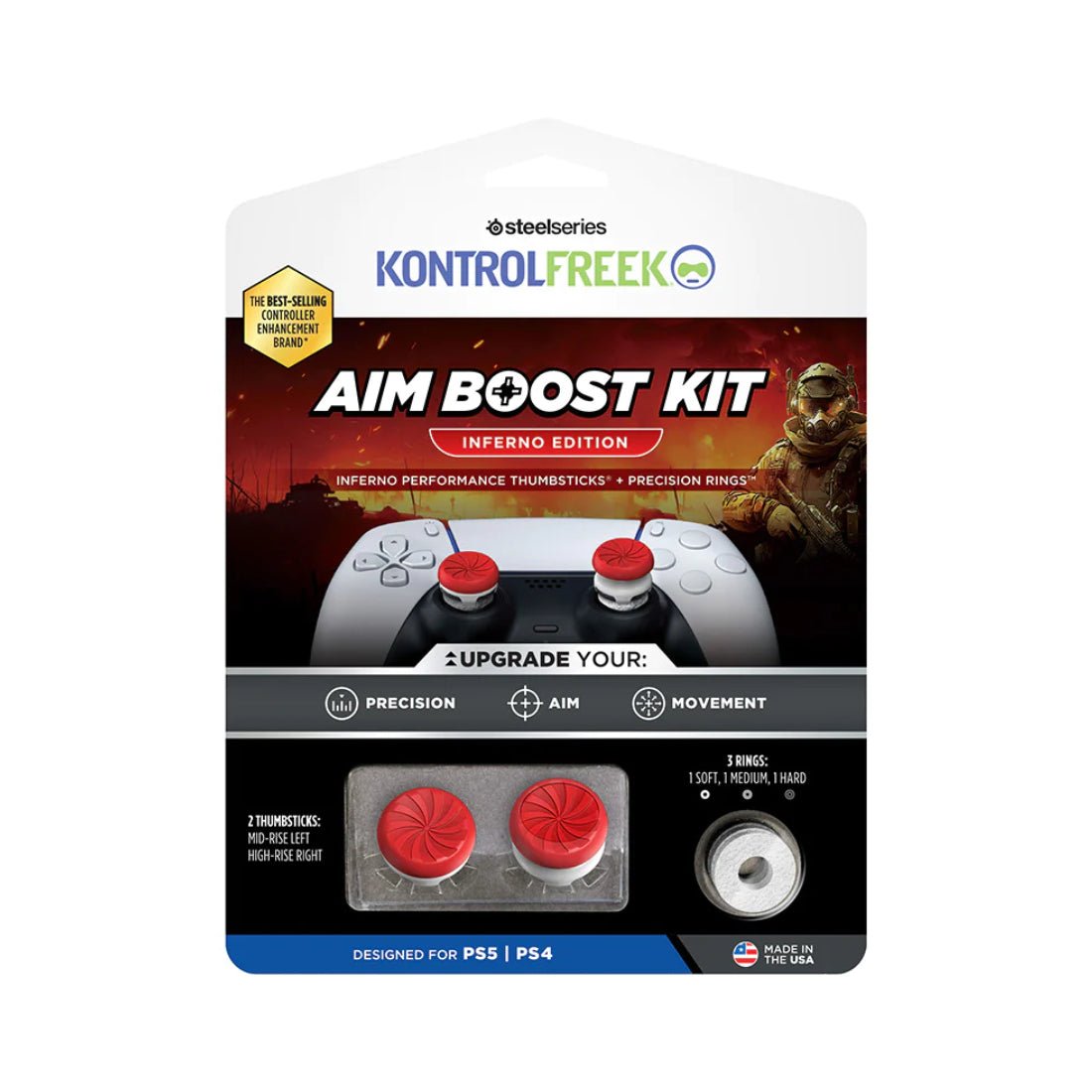 Kontrolfreek Aimboost Kit Inferno Red & White Thumbsticks - PS4/PS5 - Kontrolfreek Aimboost Kit Inferno Red & White Thumbsticks - PS4/PS5 -