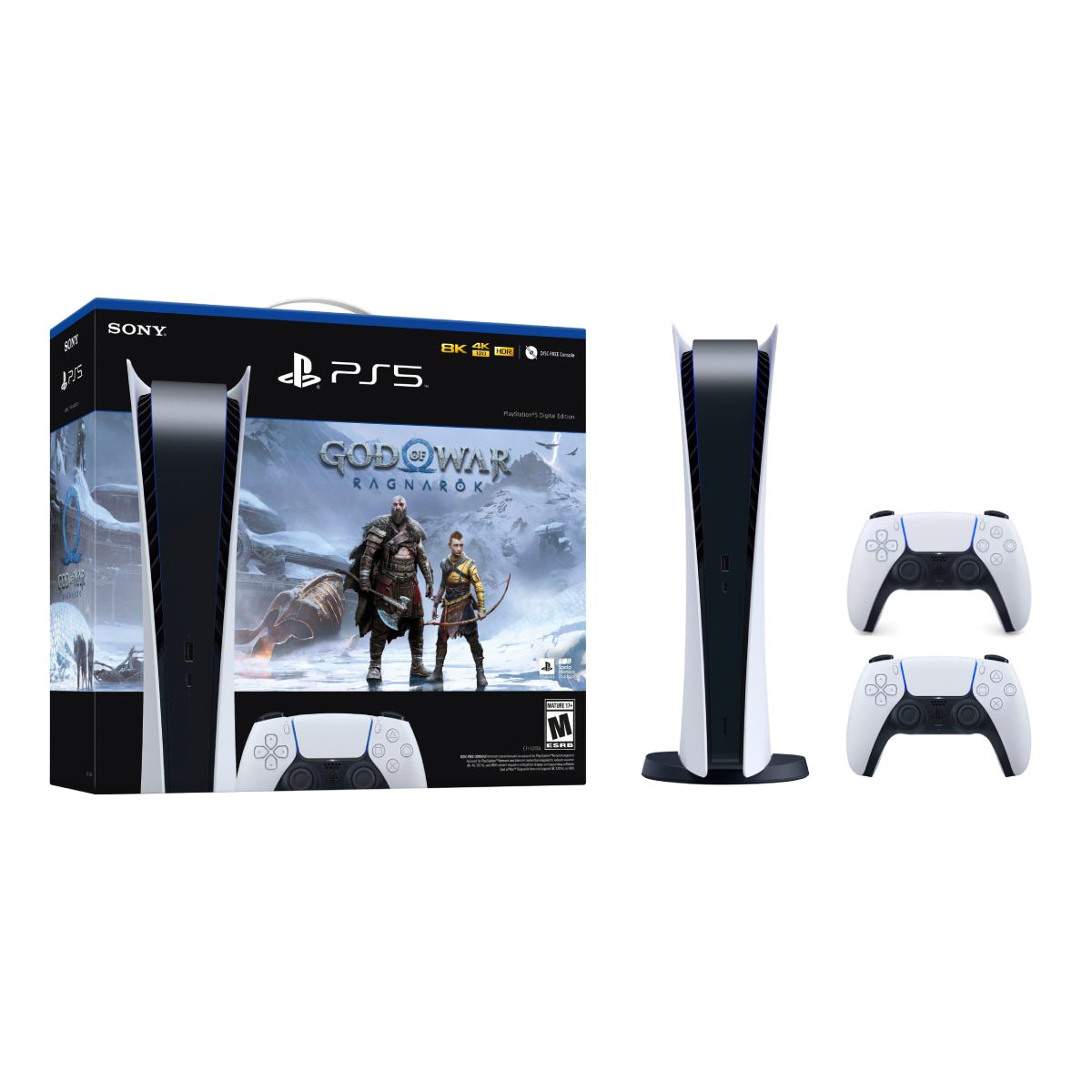 PlayStation 5 Console God of War Ragnarok + Dual Sense Wireless Controller - Digital Edition - جهاز ألعاب - Store 974 | ستور ٩٧٤
